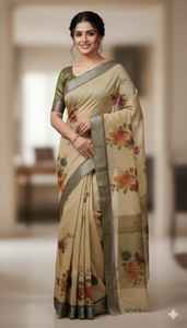 Premium LilanSimmerSilk Sareewith Intricate HandCrafted Aari EmbroideryElegant Festive WearCollection with Subtle Metallic Sheen - Product Image 2