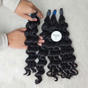 100% Raw Double Drawn <b>Curly</b> Human Vietnamese <b>Hair</b> <b>Extensions</b> Bulk Natural Color for Women - Product Image 2