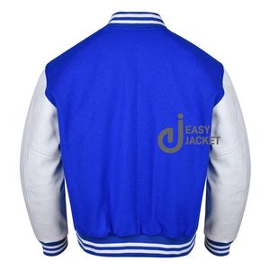 Vestes pour hommes respirantes OEM avec broderie en chenille et manches en cuir Vestes universitaires personnalisées à la mode - Product Image 4