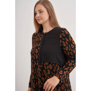 Blusa de Punto con Estampado de Leopardo para Mujer, Estilo Vintage, con Encaje, Informal - Product Image 5
