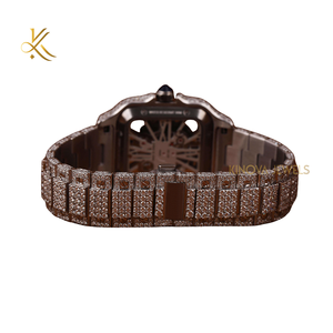 Montre-bracelet de luxe en acier inoxydable avec fermoir caché à bouton-poussoir carré de 41 mm, sertie de diamants en moissanite - Product Image 4