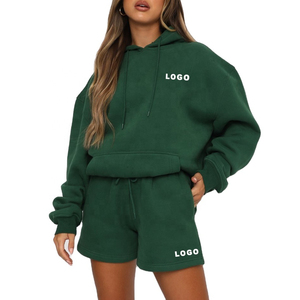 Sudadera con capucha y conjunto corto para mujer, chándal de verano de dos piezas con estilo, traje de moda informal, ropa de calle, ropa de entrenamiento para gimnasio - Product Image 2