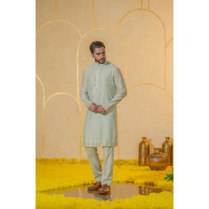 ชุด kurta ยาวมีสไตล์สำหรับผู้ชายสำหรับอินเดียที่ทันสมัยดูหรูหราชุด kurta ยาวสำหรับผู้ชายที่มีงานฝีมือที่ซับซ้อนและรายละเอียด - Product Image 3