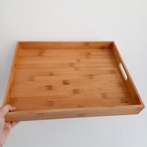 Plateau Plateau de service à thé en bois de bambou avec poignée plateau multifonction en forme de rectangle pour restaurant hôtel usage domestique - Product Image 6