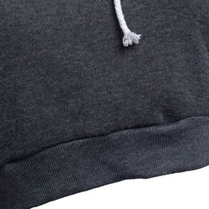 Jersey holgado de manga larga para mujer de alta calidad, sudaderas de gran tamaño en blanco de algodón y poliéster, Top corto gris oscuro, sudaderas con capucha para mujer - Product Image 4