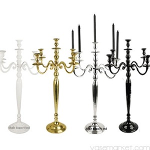 Candelabros dorados y plateados, candelabros altos de 5 brazos para decoración de mesa de boda, candelabro alto, decoración de suelo para fiesta de boda - Product Image 2