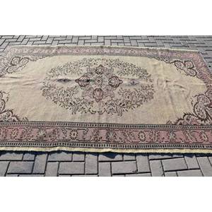 Tradicional Beige Marrón 5,6X9,3 pies Alfombra de lana Vintage Turco Área grande Patchwork para decoraciones de sala de estar Pasillo Látex - Product Image 3