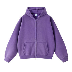 Unisex Custom 450GSM Heavyweight Oversized Fleece Hoodie Boxy Style <b>Zipper</b> <b>Sweatshirts</b> Short Length Solid Drop Shoulder Cotton - Product Image 6