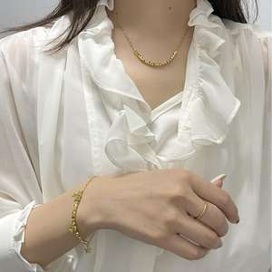 24K Gold-Plated Lucky Beads Sugar Cube Elegant Fine Jewelry <b>Set</b> Necklace & <b>Bracelet</b> - Product Image 1