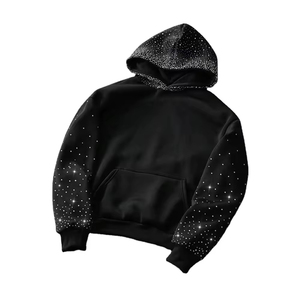 Nueva llegada de secado rápido cómodo de tela de diamantes de imitación sudaderas con capucha de los hombres salida de fábrica High Street hombres Sudadera con capucha de diamantes de imitación - Product Image 6