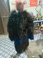 Manteau en fourrure de renard de Mongolie véritable, court, à capuche, pour femmes seniors, de haute qualité, écologique, à séchage rapide, motif 3D