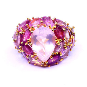 Customized Handmade Gold <b>Plated</b> 925 Sterling <b>Silver</b> Fashionable Semi Precious Gemstones Cocktail Ring - Product Image 2
