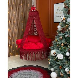 Hermosa Silla Colgante de Macramé Hecha a Mano, Decoración Navideña, Silla Hamaca para Uso en Interiores y Exteriores, para Sala de Estar - Product Image 1
