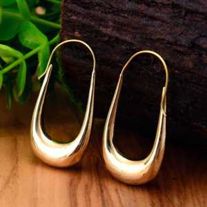 Bijoux de boucle d'oreille en forme de croissant de dôme, boucle d'oreille tendance bohème en laiton ethnique tribal de couleur dorée - Product Image 3