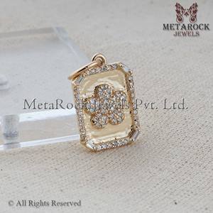 เพชรปูจี้ของแข็ง14พันสีเหลืองทองดอกไม้จี้เครื่องประดับ Banguette ตัดจี้ทองขายส่ง - Product Image 6