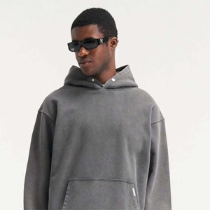 Sweat à capuche surdimensionné 2024 coton pour homme, lavé vintage, fabricant de haute qualité, 100% - Product Image 6