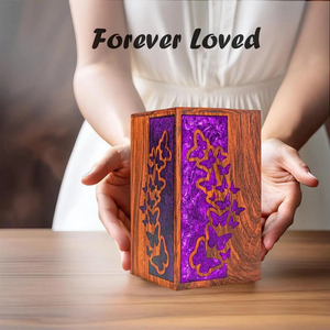 Urne commémorative papillon boîte à souvenirs en palissandre avec incrustation époxy urnes commémoratives pour cendres humaines - Product Image 5