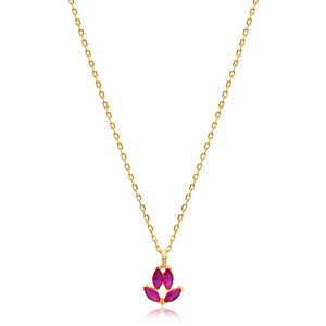 Marquise Cut Ruby CZ Fleur Charme Collier Argent En Gros Turc Fine Jewelry Bijoux Faits À La Main - Product Image 6