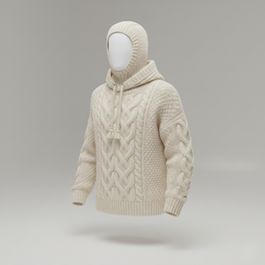 Luxury for 100% Cotton Plain Dyed Thick Knit Hoodie Men <b>Balaclava</b> Hybrid Pullover Winter Warm Breathable Streetwear - Product Image 1