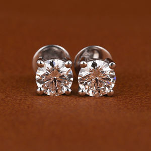 Lujoso corte redondo laboratorio crecido diamante 18KT oro blanco diamante nueva moda diseño personalizado tornillo trasero pendientes para mujer - Product Image 1