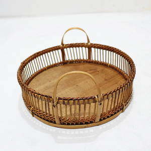 ชุดถาดเสิร์ฟไม้ไผ่สีน้ำตาล ตกแต่งด้วยการสาน พร้อมหูจับยกสูง - Product Image 6