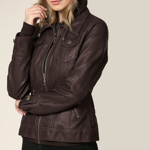 Veste de moto en cuir PU de haute qualité Style décontracté d'hiver avec col montant imperméable et coupe-vent - Product Image 4