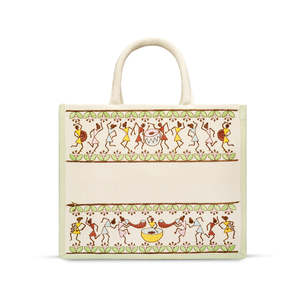 Bolsa de Mano Warli Tribal Beats - Bolsa de Gran Capacidad Hecha a Mano, Verde, con Asa Individual, Bordada, para Uso Diario, Almacenamiento de Artículos de Cocina - Product Image 1
