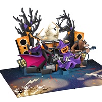 Carte de vœux 3D pop-up sur le thème de la musique rock, cadeau d'Halloween pour enfants 2025, artisanat en papier, impression offset