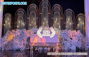 Décoration de scène de réception de mariage chrétienne étincelante, chandeliers en métal impressionnants pour la scène, métal créatif chrétien - Product Image 3