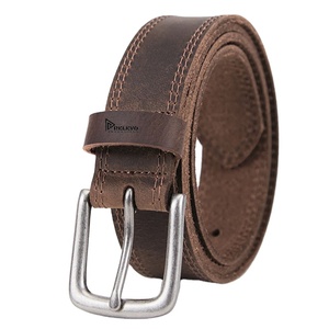 Ceinture en cuir pour homme, boucle simple, formelle, réglable, couleur unie, durable, confortable, pour usage quotidien - Product Image 1