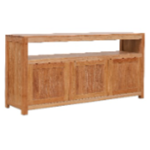 Mesa de Buffet de Madera Maciza de Lujo de 3 Puertas con Estantes, Diseño de Mediados de Siglo, con Marco de Madera de Teca de Indonesia - Product Image 6