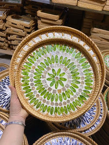 Bandeja de ratán estilo bohemio, ideal para aperitivos, café y decoración - Product Image 5