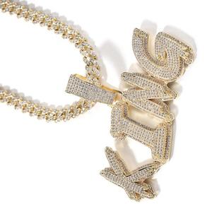 Pendentif Diamant Hip Hop Initial Plaqué Or 18K Argent Sterling Homme Chaîne Cubaine - Product Image 1