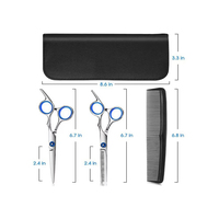 OEM, outil de salon professionnel de haute qualité, durable, léger, noir et bleu, en acier inoxydable, 6,0 pouces, kit de coupe de cheveux pour barbier