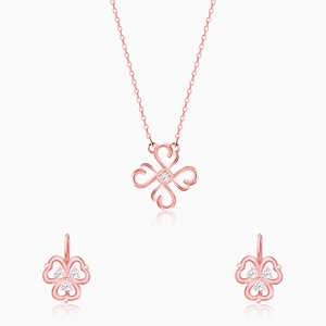 ชุดสร้อยคอประดับรูปใบโคลเวอร์สีโรสโกลด์คลาสสิกสำหรับผู้หญิง-หรูหราสวมใส่ได้ทุกวันของขวัญแต่งงานและวันครบรอบ - Product Image 4