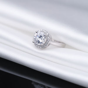 แหวนคลัสเตอร์หิน CZ ทรงกลมงานฝีมือตุรกีขายส่งเครื่องประดับเงินแท้ 925 - Product Image 4