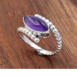 Anillo de amatista natural Anillo de bodas con cuentas de marquesa de Plata de Ley 925 - Product Image 2