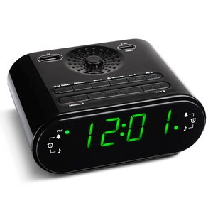 CR-630U Hiện Đại Nhựa Kỹ Thuật Số Đồng Hồ Báo Thức 0.6 "LED FM Đài Phát Thanh Kép USB Sạc 1A 2.1A Cho Bàn & Bàn - Product Image 2