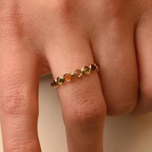 100% ยอดนิยมทำด้วยมือแหวนพลอยสีทอง14K แบบครึ่งทัวร์มาลีนหลากสีคุณภาพเยี่ยม - Product Image 4