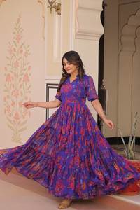 ชุด anarkali คลาสสิกในผ้าฝ้ายที่มีงานด้ายละเอียดอ่อนสำหรับชุด anarkali แบบดั้งเดิมในฤดูร้อนที่มี dupatta และ churidar - Product Image 2