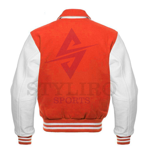 Parches de chenilla con logotipo bordado personalizado, chaqueta de bombardero universitaria de talla grande de lana y tela para deportes de invierno - Product Image 2