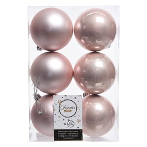 Amicasa Juego de 6 Bolas de Navidad de Plástico Rosa Pálido de 8 cm 9022114 Adornos de Bolas Decoraciones para Árboles de Navidad - Product Image 1