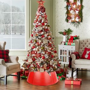 Collar de árbol de metal para árbol de Navidad, acabado galvanizado, cubierta de base redonda rústica, decoración de vacaciones resistente ajustable - Product Image 3