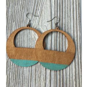 Boucles d'oreilles en bois brun rustique écologique Boho crochets en or accessoires de mode goutte incurvée pour femmes inspirés des Styles d'ange d'amour - Product Image 4