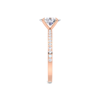 Bague de fiançailles en diamant ovale cultivé en laboratoire certifié IGI, sertie pavé, en or jaune/blanc et rose 9 carats