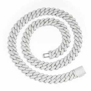 SM Jewels Luxe 925 Sterling Silver Cuban Link Chaîne Collier Glacé Moissanite Diamant Classique Hip Hop Style pour les Fêtes - Product Image 1