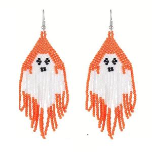 Pendientes de cuentas de semillas con estampado de gato de Halloween a la moda con cuentas de semillas de perlas joyería de Halloween - Product Image 6
