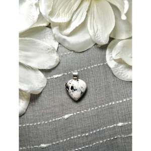 Navajo Handmade Sterling Silver Pendant with White Buffalo Bezel Setting Inlay - Product Image 1