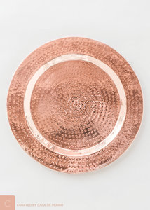 Plato de cobre puro con acabado antiguo de latón pulido, ecológico, para servir comida en el hogar, hoteles, restaurantes, fiestas y eventos. - Product Image 3