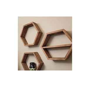 Étagère murale à trois niveaux en bois Art Déco populaire pour plantes et livres par Z F Craft Impex Easter - Product Image 2